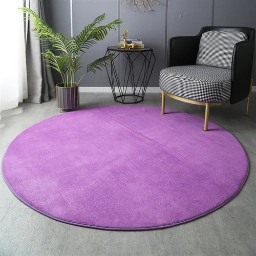 Vista 6 de Alfombra redonda sólida gruesa antideslizante, alfombra de felpa suave y esponjosa para sala de estar, dormitorio, habitación de los niños, Beige