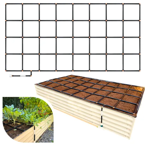 Vista 10 de Sistema de riego de rejilla de jardín, 2 x 4 sin esquinas, sistema de riego por goteo para camas de jardín, pero mejor, premontado, riega cada