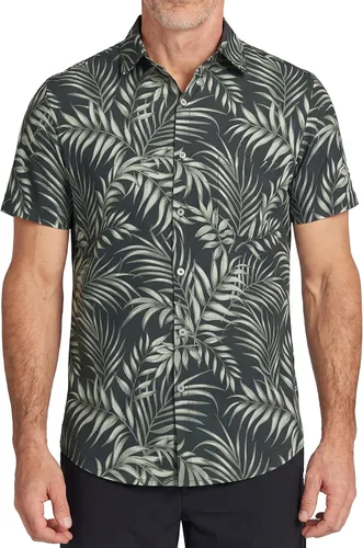 Vista 9 de KYKU Hawaiian Shirt for Men: Tropical Summer Beach Short Sleeve Button Down Shirt with Pocket Camisa de verano beige para hombre