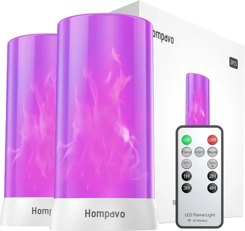 Vista 14 de Hompavo 【Actualizado】 Luces LED de llama, 4 modos de velas recargables sin llama con batería, linternas parpadeantes impermeables en pilar para sala