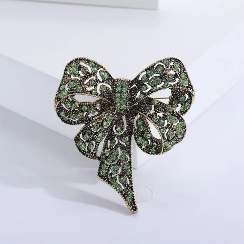 Vista 2 de Broches de lazo grandes vintage con diamantes de imitación brillantes, delicados broches de lazo clásico para bodas, fiestas, banquetes de baile
