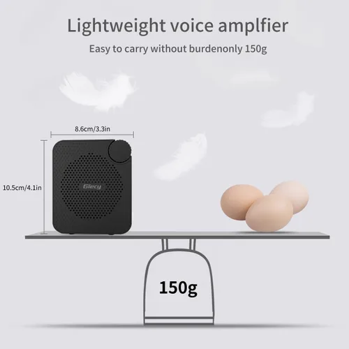 Vista 7 de Amplificador de Voz Portátil con Auriculares de Micrófono con Cable, Altavoz de Sistema PA Recargable, Micrófono Personal, Amplificador de Voz