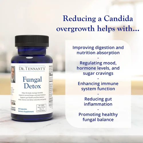 Vista 4 de Dr. Tennant's Desintoxicación fúngica Limpieza por Candida, estado de ánimo y equilibrio hormonal Promueve niveles saludables de levadura