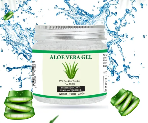 Vista 2 de Gel de aloe vera Raslok 99% puro gel natural de aloe vera Para hidratar la piel del rostro y el cuidado del cabello, hidratación duradera