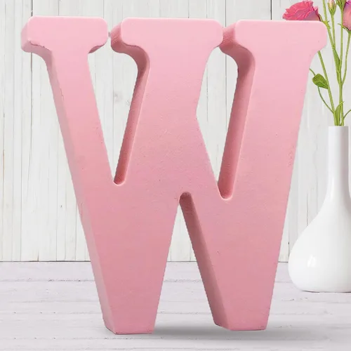 Vista 26 de AOCEAN Letras de madera rosa de 8 pulgadas, letras de madera sin terminar para decoración de pared, letras decorativas de pie, tablero