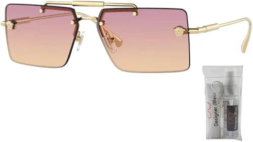 Vista 2 de Versace VE2245 Rectangle Sunglasses for Women + BUNDLE With Designer iWear Eyewear Kit