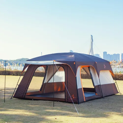 Vista 12 de KTT Extra Large Tent 10-12-14 Person(B),Family Cabin Tents,2 Rooms,3 Doors and 3 Windows with Mesh,Straight Wall,Waterproof,Double Layer,Big Tent