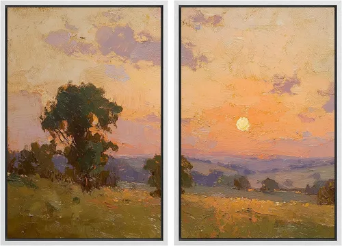 Vista 14 de Ashbrook - Set de arte de pared en lienzo enmarcado, tonos orgánicos de la tierra en beige y marrón con ilustraciones de trazos circulares, arte