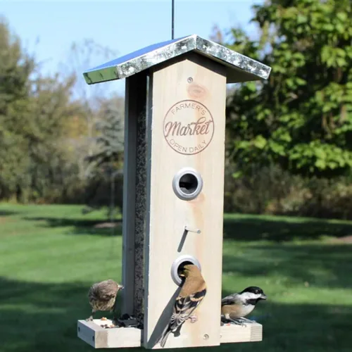 Vista 3 de Wild Wings WWGF1-DECO - Alimentador vertical galvanizado para pájaros de cedro