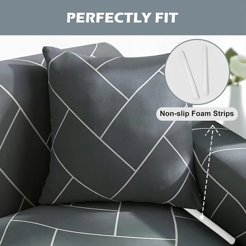 Vista 4 de HOTNIU Funda de sofá seccional de 2 piezas, funda elástica suave para sofá en forma de L, funda de sofá modular moderna con estampado para sala