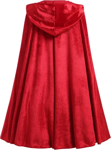 Vista 4 de FYMNSI Disfraz de Halloween de lujo para niñas con capucha roja, capa tradicional, cuento de hadas, disfraz de princesa cosplay