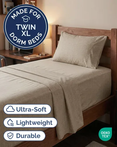 Vista 535 de Extra Deep Twin XL Sheet Set - 3 Piece College Dorm Room - White 01-Blanco