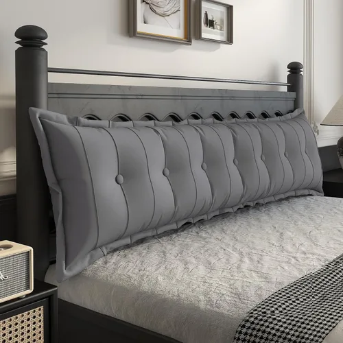 Vista 21 de Johnear Almohada de cabecera negra de felpa para lectura, almohada de apoyo para la espalda, almohada para cama sentada, sofá cama para adultos