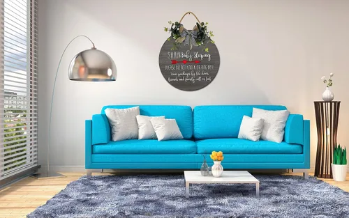 Vista 7 de Baby Sleeping Plsease Do Not Knock or Ring Bell - Colgador redondo de madera para puerta, guardería, puerta delantera, decoración de perilla