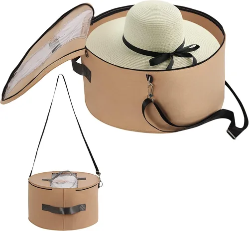 Vista 10 de LITLANDSTAR Organizador para mujeres y hombres, caja de almacenamiento redonda, contenedor de fieltro portátil, plegable, con tapa a prueba de Negro