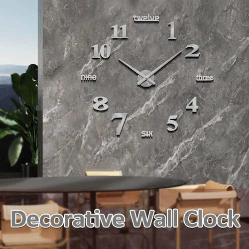 Vista 9 de Mintime Reloj de pared moderno sin marco, grande, 3D, números de espejo para decoración de oficina en casa