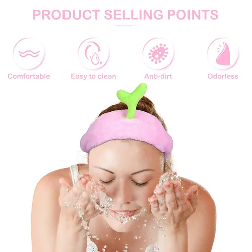 Vista 2 de Lurrose 3 diademas elásticas de felpa Sprout para maquillaje, para ducha, lavado de cara, banda deportiva para el pelo para niñas y mujeres