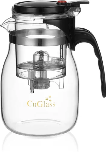 Vista 8 de CNGLASS Tetera de vidrio con infusor extraíble, 20 onzas (20.3 fl oz) de vidrio transparente para tetera apta para estufa, tetera de vidrio