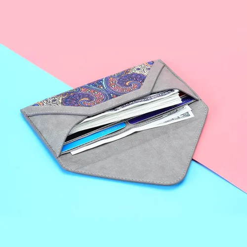 Vista 4 de Cartera de tarjetas para mujer estilo sobre tarjetero para tarjetas de crédito bonita cartera para dinero en efectivo para mujer Gris Classic