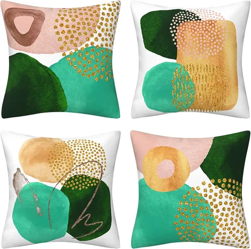 Vista 17 de Drmstow Juego de 4 fundas de almohada marrones de 18 x 18 pulgadas, fundas decorativas geométricas para sofá, sala de estar, cama, muebles de patio