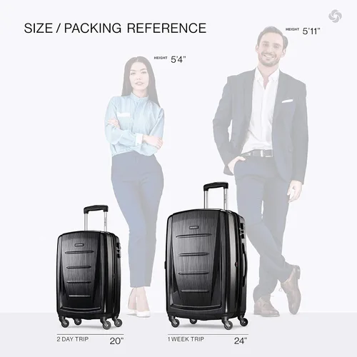 Vista 224 de Samsonite Winfield 2 Equipaje rígido con ruedas giratorias, Azul profundo, Juego de 3 piezas (20/24/28)