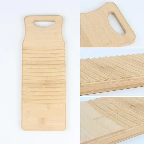 Vista 3 de Tabla de lavado de manos de bambú para lavar la ropa, tabla de limpieza para lavar las manos, tabla de fregar a la antigua, lavadora de manos