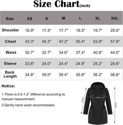 Vista 7 de American Trends Chubasqueros para mujer, impermeables, ligeros, cortavientos con capucha, impermeable plegable