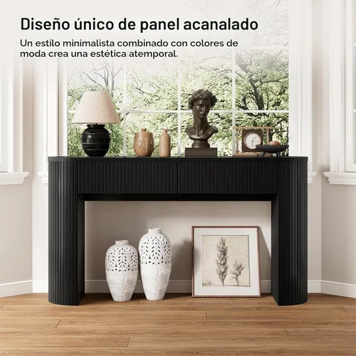Vista 6 de ComfyCorner Mesa consola de 55 pulgadas con almacenamiento, mesa de entrada Negro
