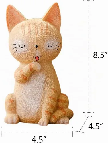 Vista 3 de WAIT FLY Alcancía de resina con diseño de gato de pie