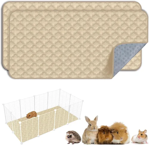 Vista 49 de FunFurry Forro lavable para jaula de conejillo de indias, paquete de 4 almohadillas reutilizables y lavables, ropa de cama impermeable para Azul