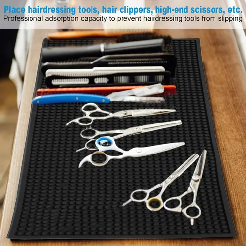 Vista 3 de Barber Sation Mat Organizador Barber Tool Mat Mat para cortapelos antideslizante