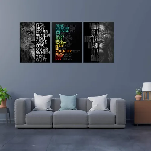 Vista 5 de Arte de pared motivacional para oficina, lienzo inspirador, arte de pared, póster de ajetreo, impresión de cita de empresario, pintura de pared, 3