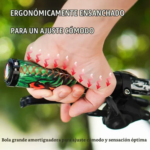 Vista 6 de CNC Agarres ergonómicos para manillar de bicicleta, agarres de silicona MTB para bicicleta de montaña/BMX. Fuego