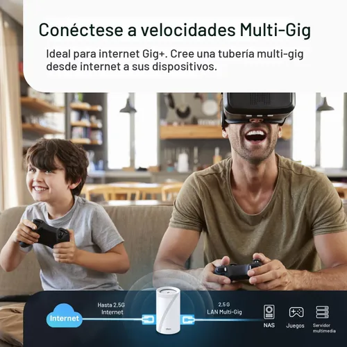 Vista 6 de TP-Link Deco 7 Pro BE63 Tri-Band WiFi 7 BE10000 Sistema de malla para todo el hogar - 6-Stream 10 Gbps, 4 puertos de 2.5G con cable de retroceso, 4