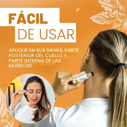 Vista 3 de Aceite esencial de aromaterapia Migrastil, aplicador con bolilla para alivio de migrañas y dolores de cabeza, 0.35 onzas líquidas With spearmint &