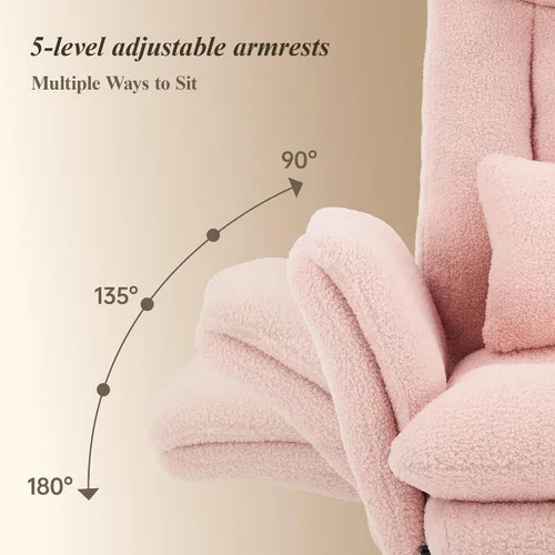 Vista 5 de Silla de oficina entrecruzada, reposabrazos abatibles para mascotas y patas Rosa