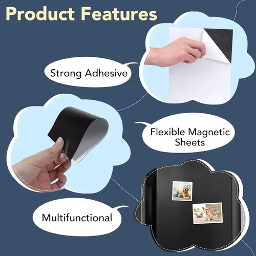 Vista 6 de DIYMAG Imanes para tarjetas de visita de 3.5 x 2 pulgadas, 45 paquetes de láminas magnéticas flexibles con adhesivo despegable y pegajoso, imán
