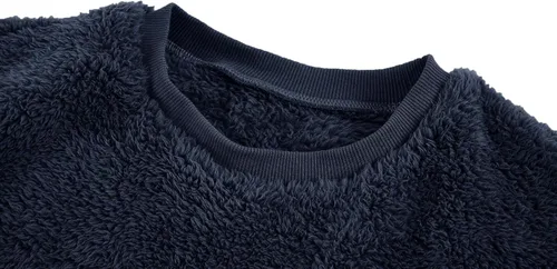 Vista 2 de Pengfei Sudaderas mullidas de sherpa para hombre, de manga larga, de forro polar, con cuello redondo, para otoño e invierno