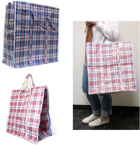 Vista 2 de 2 bolsas grandes de almacenamiento reutilizables para compras y lavandería, organización con cremallera