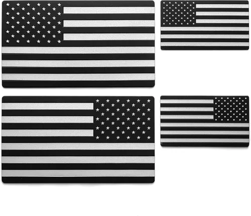 Vista 8 de EyeCatcher USA Calcomanía de Emblema de Bandera de Corazón (Negro) – Paquete de 2 Negro (Chrome Black)