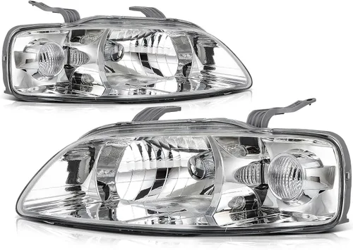 Vista 8 de SCITOO - Conjunto de faros delanteros compatibles con Chevy AVEO 2004-2008, carcasa cromada transparente en par, GM2502241