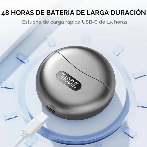 Vista 5 de Auriculares con clip M79 abiertos para los oídos, auriculares Bluetooth inalámbrico 6.0 con micrófono, control táctil de reproducción de 60 horas