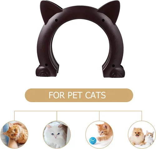 Vista 8 de DOITOOL Portal de puerta para gatos integrado para mascotas para puertas interiores, plástico ABS resistente a la intemperie, túnel de paso seguro