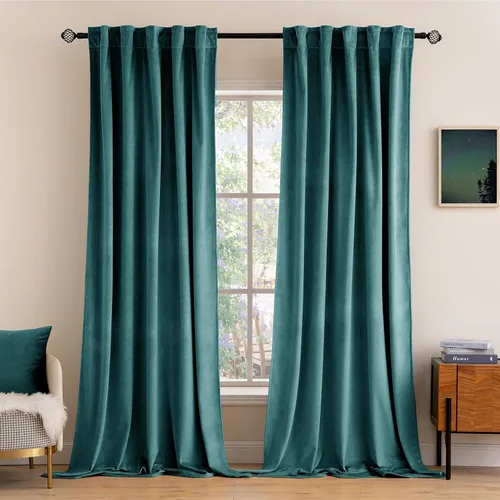 Vista 41 de MIULEE Cortinas de terciopelo de 84 pulgadas de largo, juego de 2 paneles para dormitorio, con pestaña trasera plisada, de lujo, aislamiento