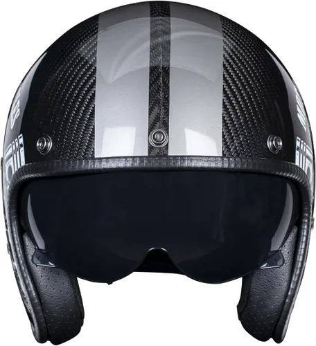 Vista 2 de Kaese Cascos de motocicleta de fibra de carbono con cara abierta retro 3/4 con visera solar para hombres y mujeres para motocicleta, crucero