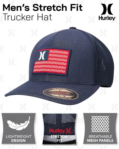 Vista 2 de Hurley Sombrero para hombre - Gorra de camionero ajustada con malla Icon Flag
