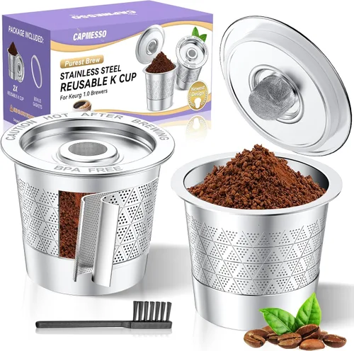 Vista 9 de CAPMESSO Cápsulas K reutilizables para Keurig 1.0: Cápsulas de café reutilizables de acero inoxidable - Filtro de café recargable de doble malla