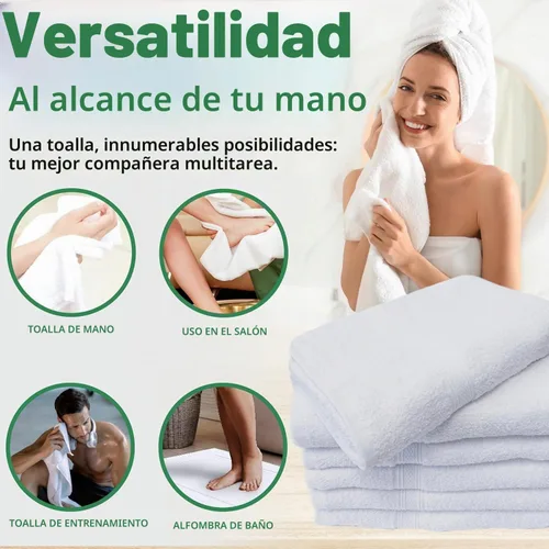 Vista 2 de Towels N More Paquete de 12 toallas de mano de 15 x 25 pulgadas, bucles de algodón hilado en anillo de 100% algodón, altamente absorbentes