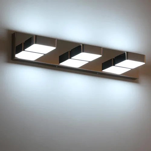 Vista 15 de Lámparas LED modernas de 2 luces LED para tocador de baño (15.5 pulgadas, blanco frío 6000 K), accesorios de iluminación de pared de baño