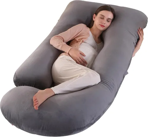 Vista 9 de Victostar almohada para embarazo, almohada de maternidad en forma de U de 57 pulgadas con funda extraíble, almohada de cuerpo completo, soporte